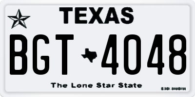 TX license plate BGT4048