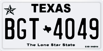 TX license plate BGT4049