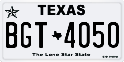 TX license plate BGT4050