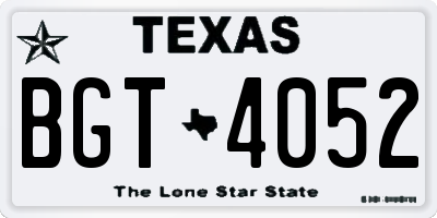 TX license plate BGT4052