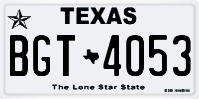 TX license plate BGT4053