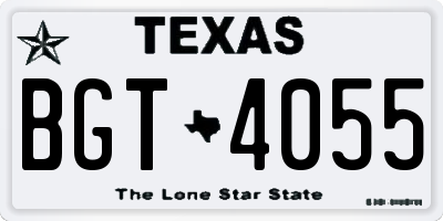 TX license plate BGT4055