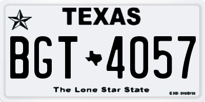 TX license plate BGT4057