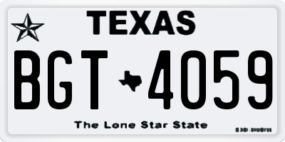 TX license plate BGT4059