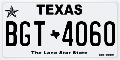 TX license plate BGT4060