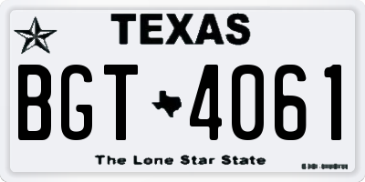 TX license plate BGT4061