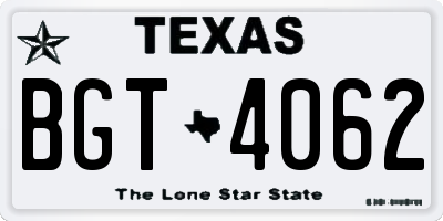 TX license plate BGT4062
