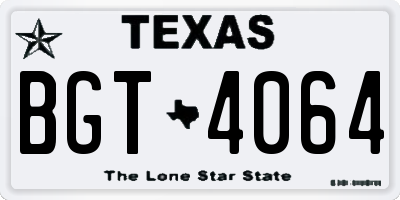 TX license plate BGT4064