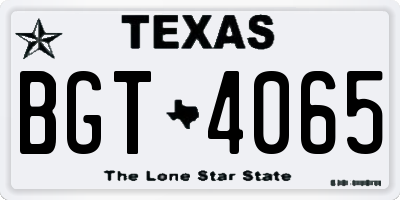 TX license plate BGT4065