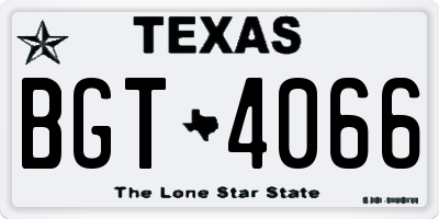 TX license plate BGT4066