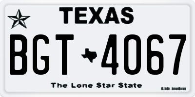 TX license plate BGT4067