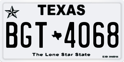 TX license plate BGT4068