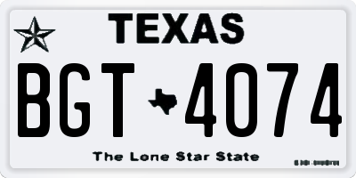 TX license plate BGT4074