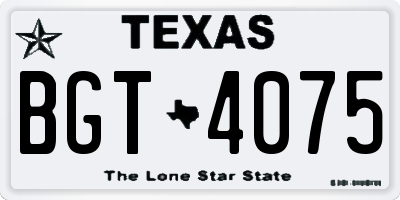 TX license plate BGT4075