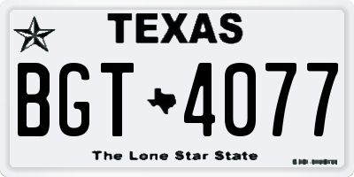TX license plate BGT4077