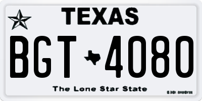 TX license plate BGT4080