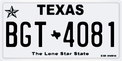 TX license plate BGT4081