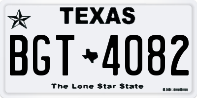 TX license plate BGT4082