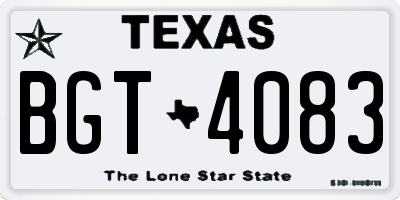 TX license plate BGT4083