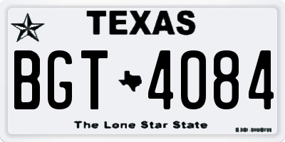 TX license plate BGT4084