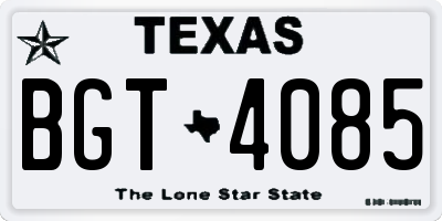 TX license plate BGT4085
