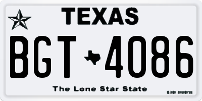 TX license plate BGT4086
