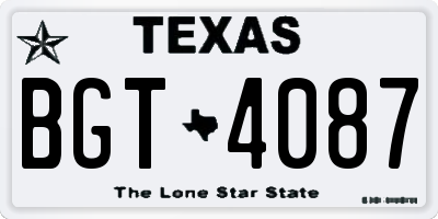 TX license plate BGT4087