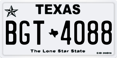 TX license plate BGT4088