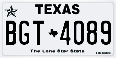 TX license plate BGT4089