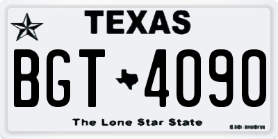 TX license plate BGT4090