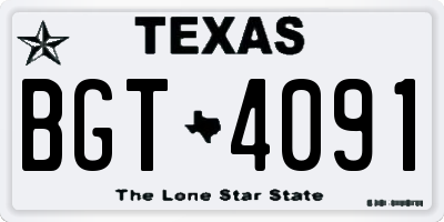 TX license plate BGT4091