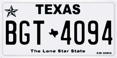 TX license plate BGT4094