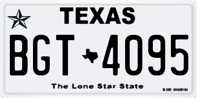 TX license plate BGT4095