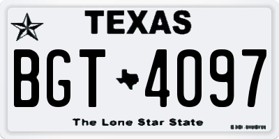 TX license plate BGT4097