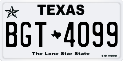 TX license plate BGT4099