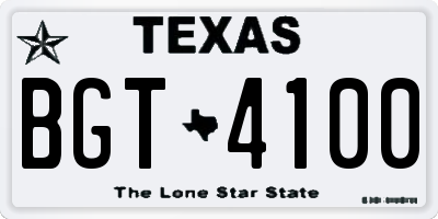 TX license plate BGT4100