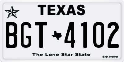 TX license plate BGT4102