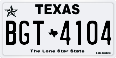 TX license plate BGT4104