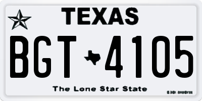 TX license plate BGT4105