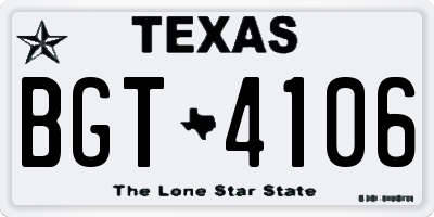 TX license plate BGT4106