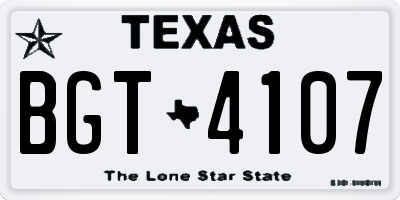 TX license plate BGT4107