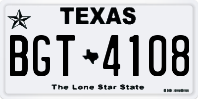 TX license plate BGT4108