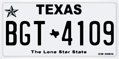 TX license plate BGT4109