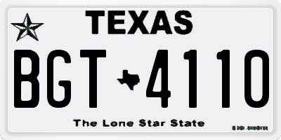 TX license plate BGT4110