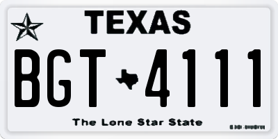 TX license plate BGT4111