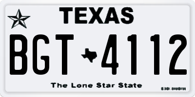 TX license plate BGT4112