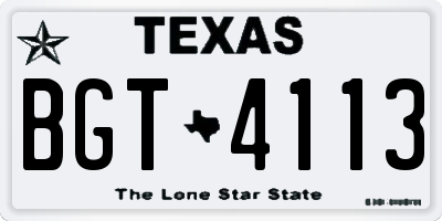 TX license plate BGT4113