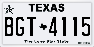 TX license plate BGT4115