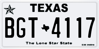 TX license plate BGT4117