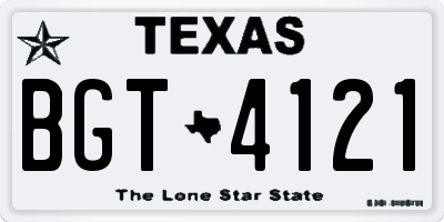 TX license plate BGT4121
